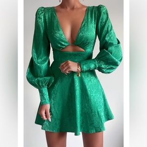 Rosalia Mini Dress in Emerald from Runway the Label